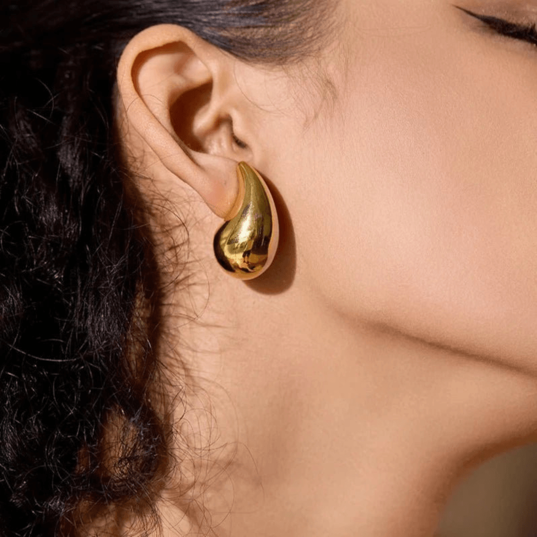 Brinco Gota Banhado a Ouro 18K | Grande