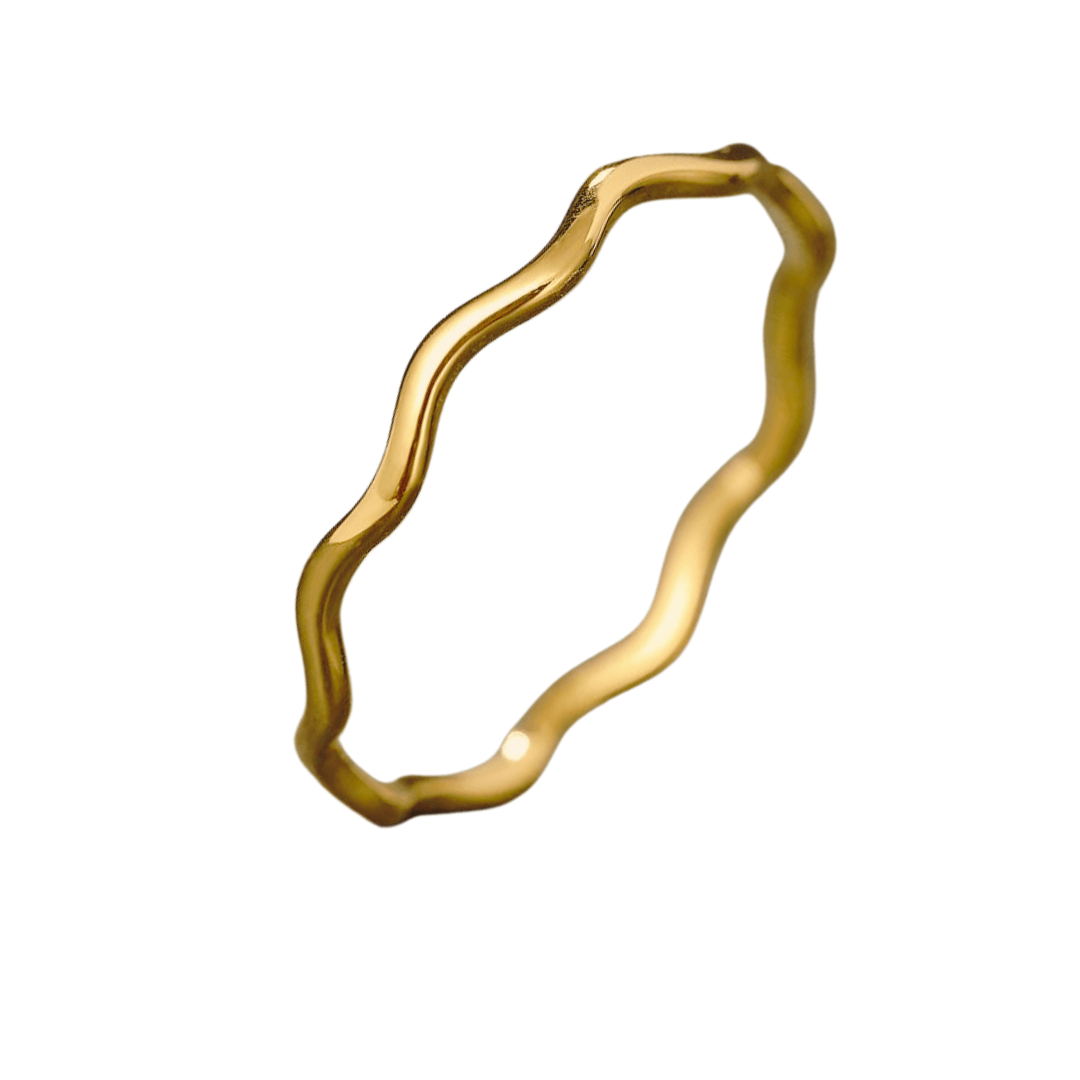 Anel Ondulado Banhado a Ouro 18K