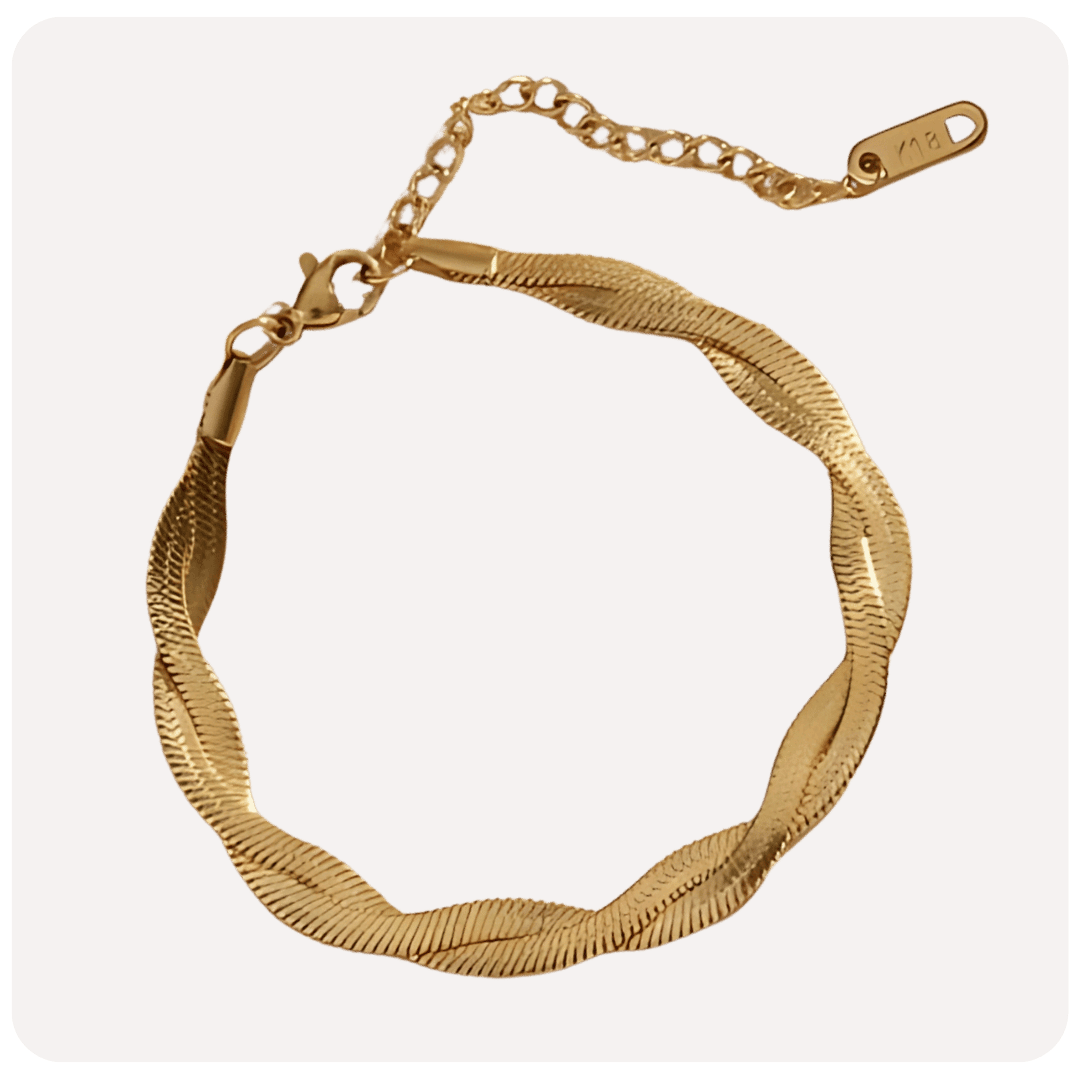 Pulseira Trançada Banhada a Ouro 18K