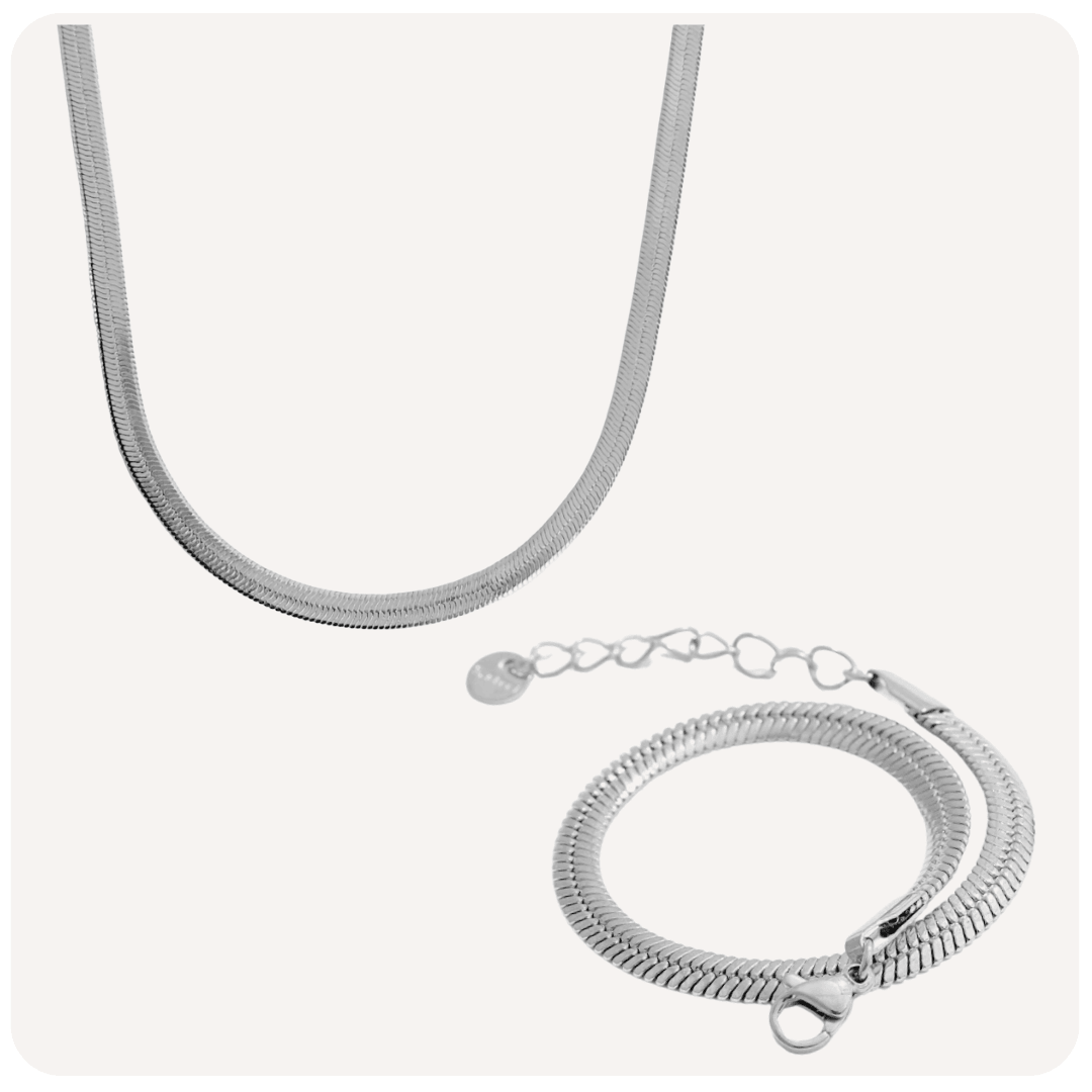 Conjunto Snake Banhado a Prata 925