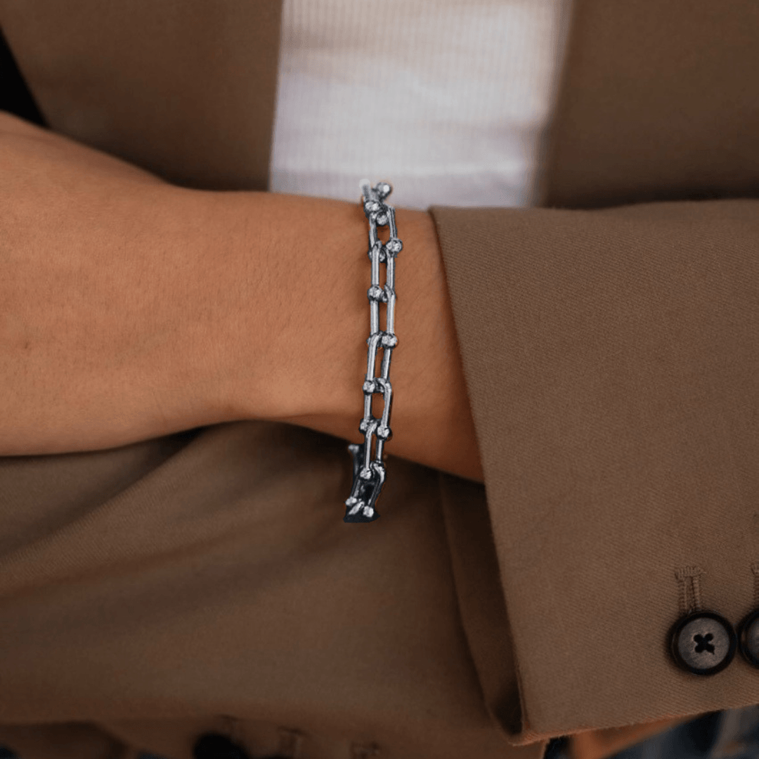 Pulseira de Elos Banhada a Prata 925
