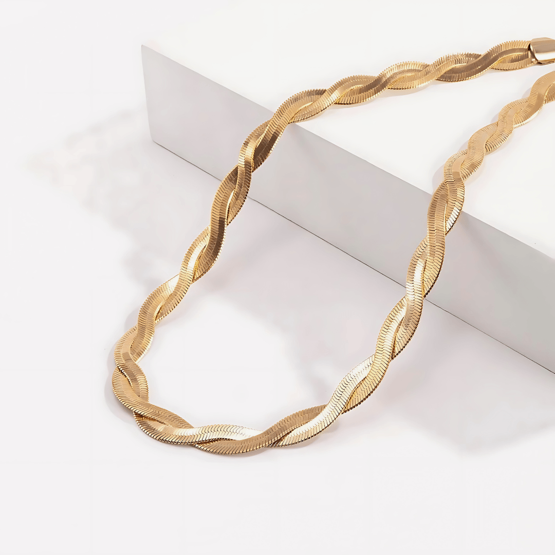 Colar Trançado Banhado a Ouro 18K