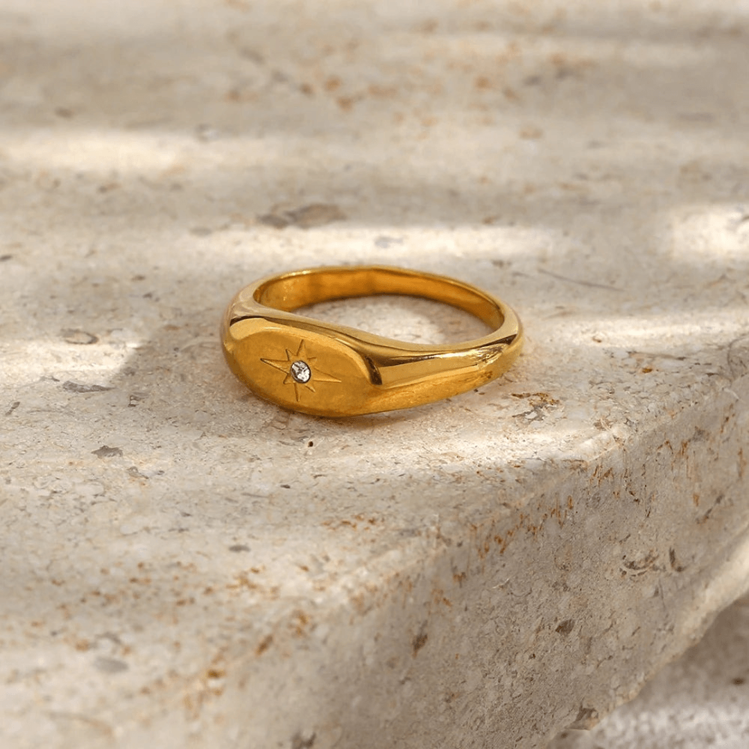 Anel Auréole Banhado a Ouro 18K