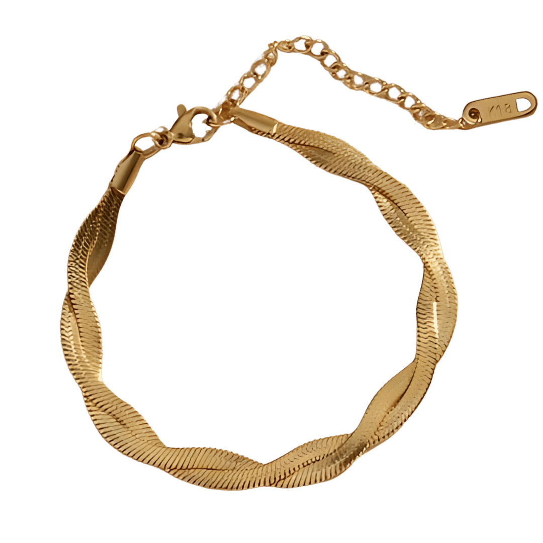Pulseira Trançada Banhada a Ouro 18K