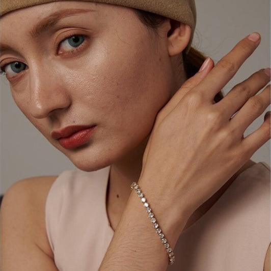 Pulseira Riviera Cravejada Banhada a Ouro 18K