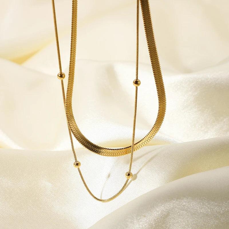 Colar Duplo Luxury Banhado a Ouro 18K