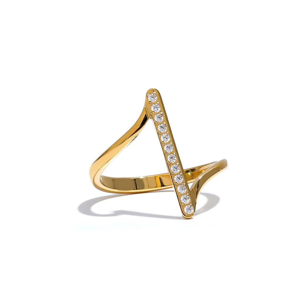 Anel Twisty com Pedras Banhado a Ouro 18K