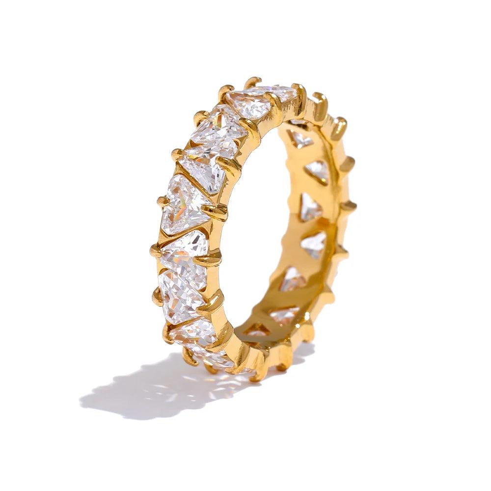 Anel Mercury com Pedras Banhado a Ouro 18K