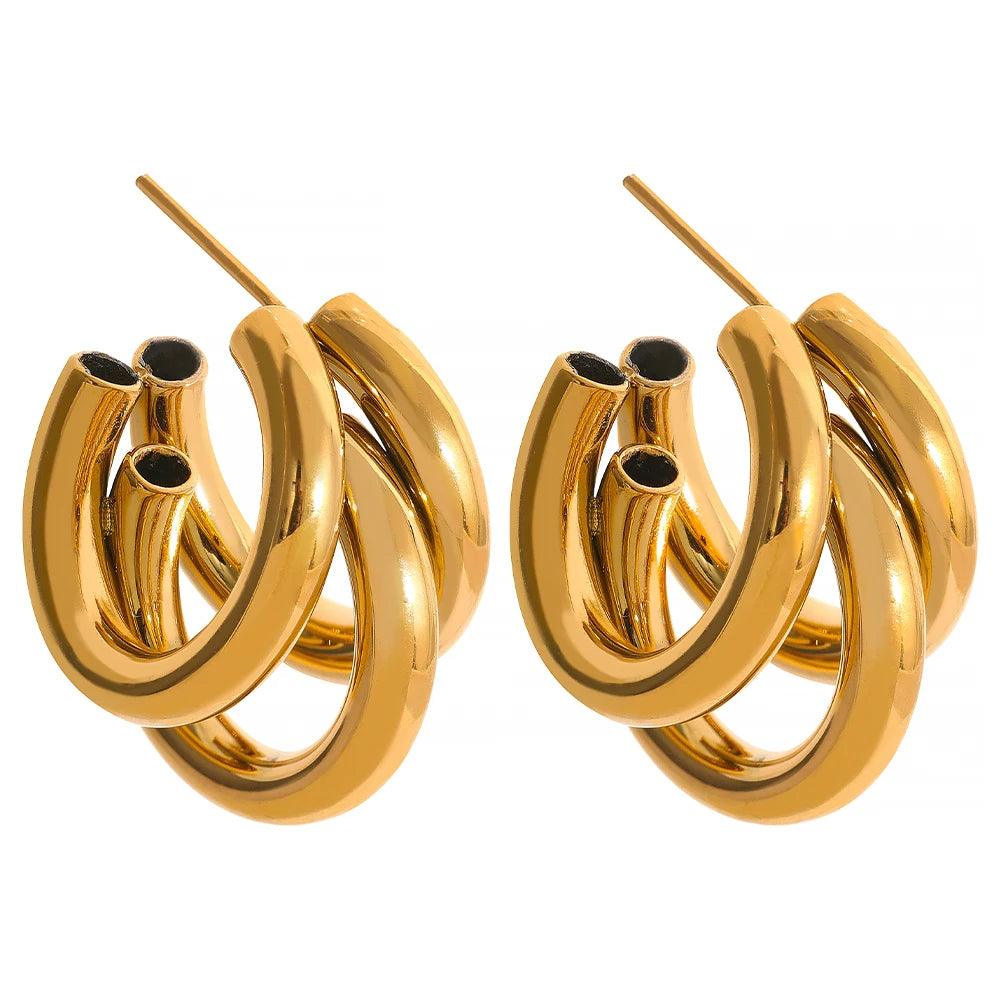 Brinco Argola Tripla Banhado a Ouro 18K