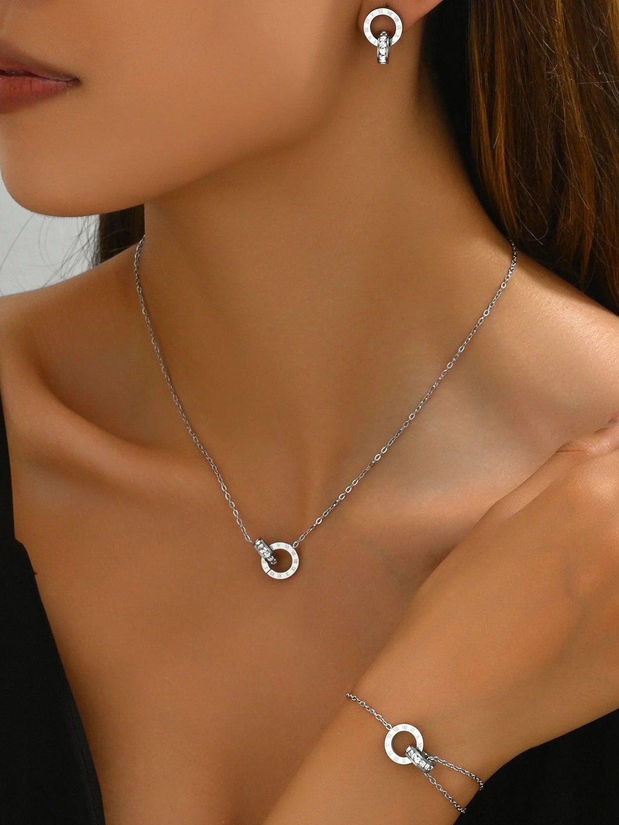 Conjunto Roman Banhado a Prata 925