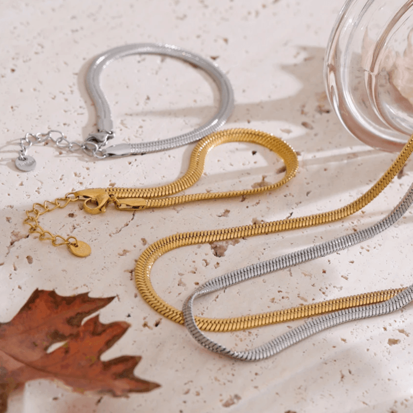 Conjunto Snake Banhado a Prata 925