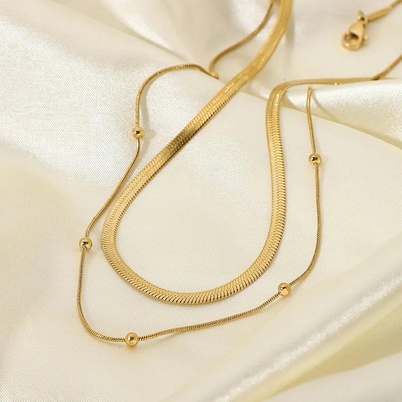 Colar Duplo Luxury Banhado a Ouro 18K