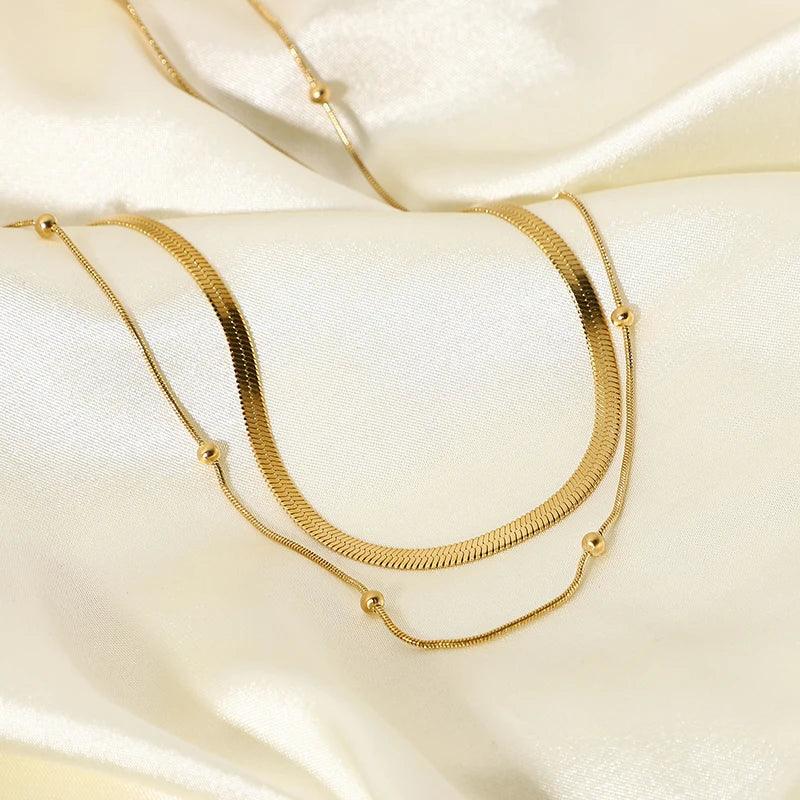 Colar Duplo Luxury Banhado a Ouro 18K