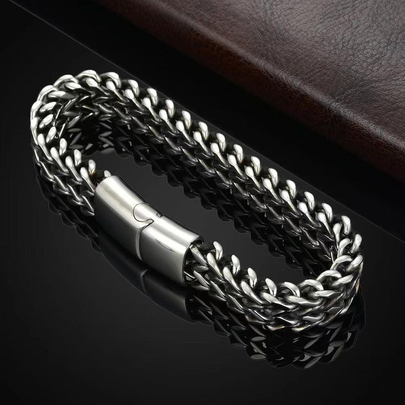 Pulseira Masculina Nobre em Aço Inoxidável Robusto - Elegant Silver - Armadara