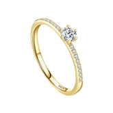 Anel Solitário Sparkling Banhado em Ouro 18K Cravejado com Pedras