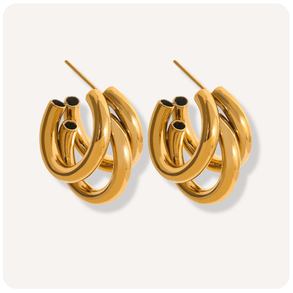 Brinco Argola Tripla Banhado a Ouro 18K