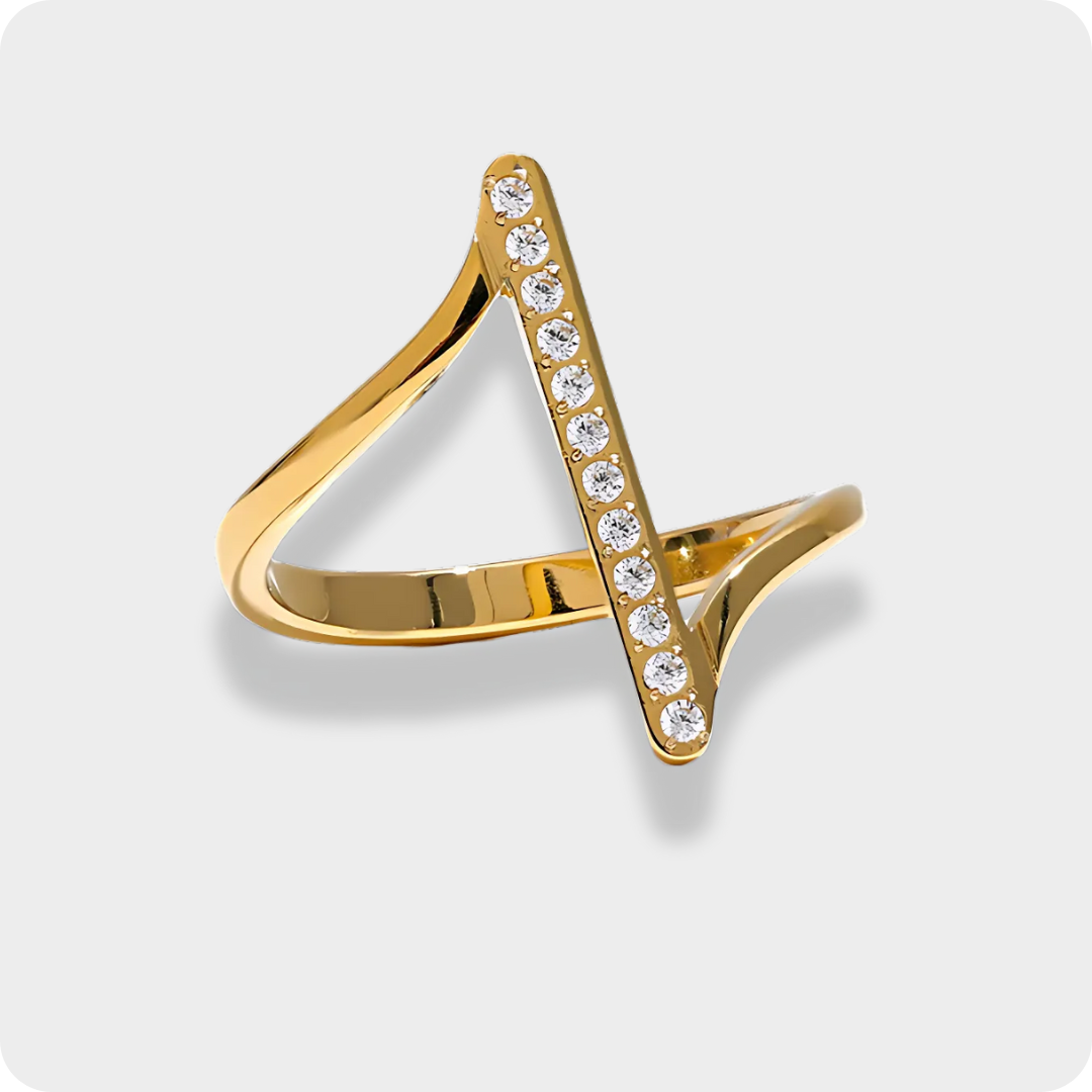 Anel Twisty com Pedras Banhado a Ouro 18K