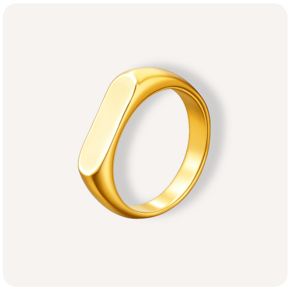 Anel Plaque d'Acier Banhado a Ouro 18K