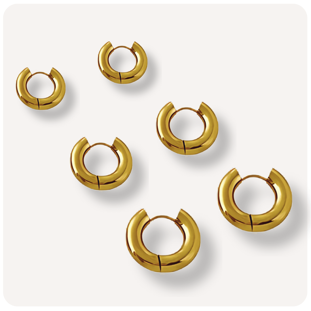 Brinco Trio de Argolas Banhado a Ouro 18K
