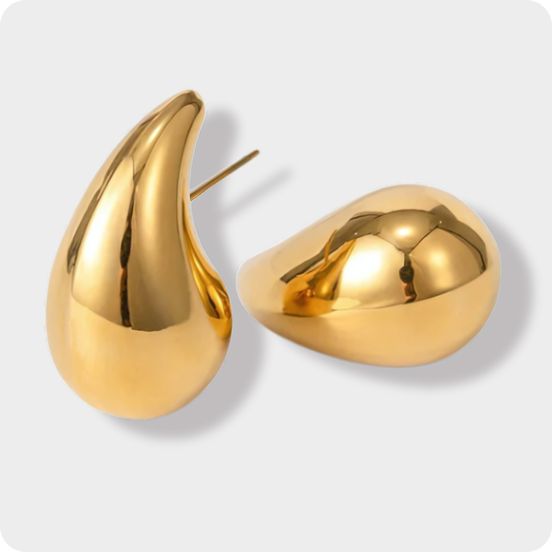 Brinco Gota Banhado a Ouro 18K | Grande