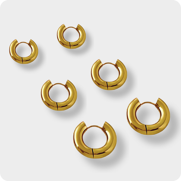 Brinco Trio de Argolas Banhado a Ouro 18K