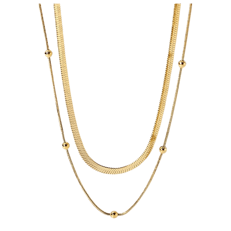 Colar Duplo Luxury Banhado a Ouro 14K