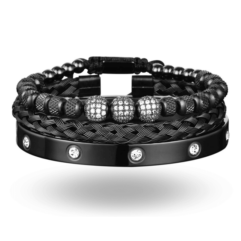 Conjunto de Pulseiras Masculinas Minuciosas em Aço Inoxidável - Elegância Sutil - Armadara