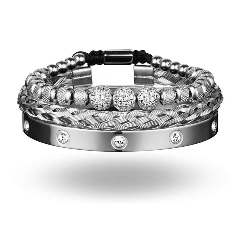 Conjunto de Pulseiras Masculinas Minuciosas em Aço Inoxidável - Elegância Sutil - Armadara