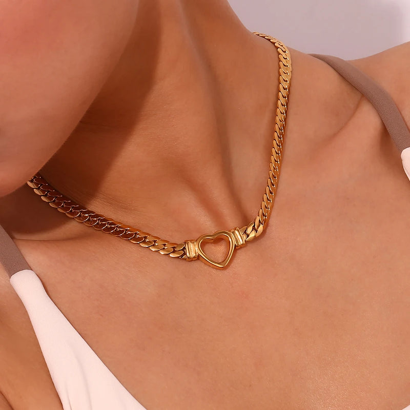 Colar Heart Chain Banhado a Ouro 18K