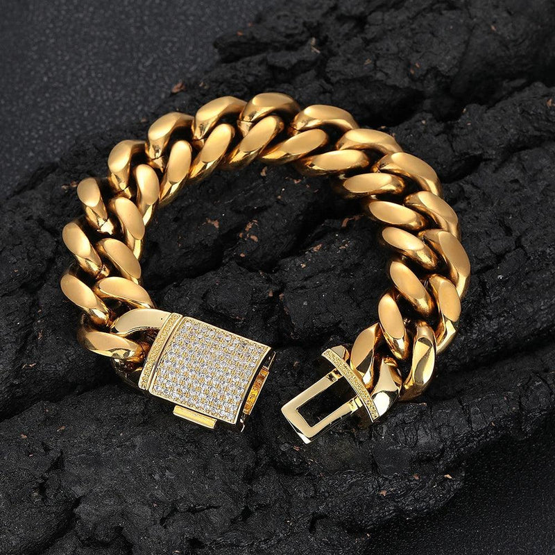 Pulseira Masculina com Pedras Preciosas Banhada a Ouro 18K/Prata 925 - Man's Jewelry - Armadara