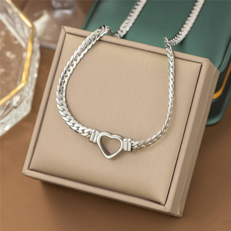 Colar Heart Chain Banhado a Prata 925