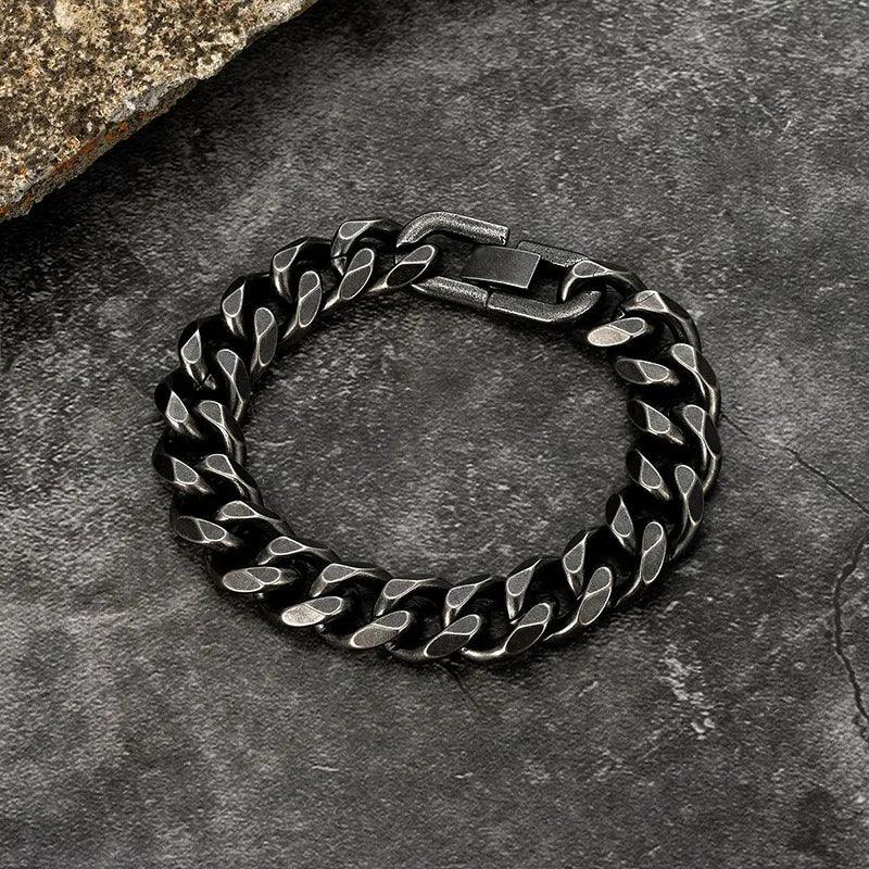 Pulseira Masculina Vintage de Aço Inoxidável Preta - Steel Vintage - Armadara