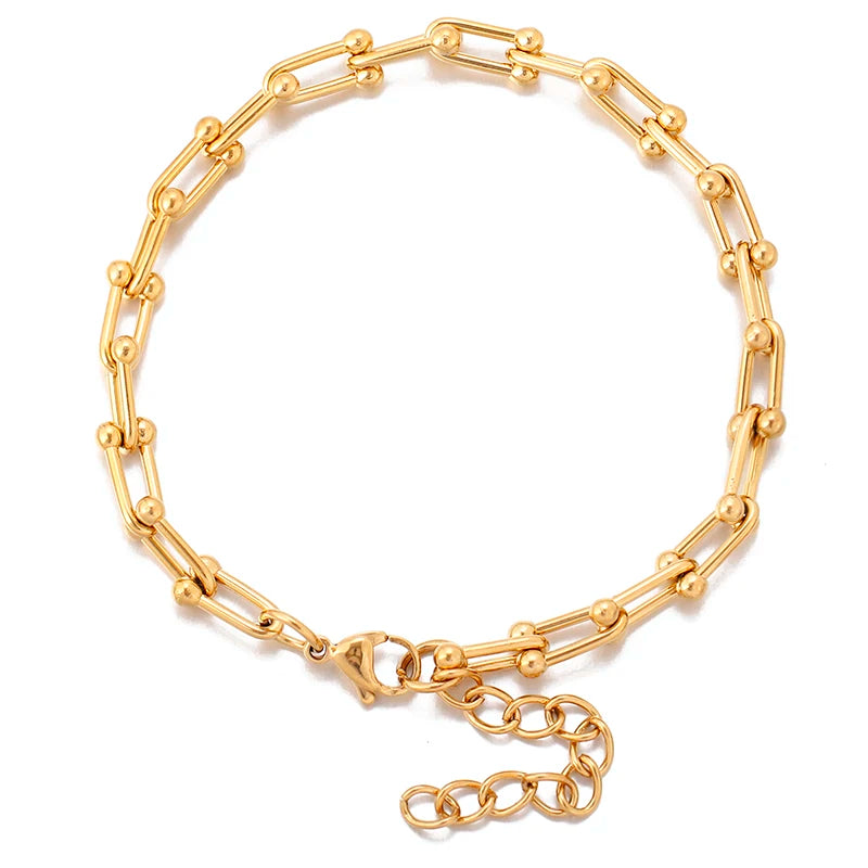 Pulseira de Elos Banhada a Ouro 18K