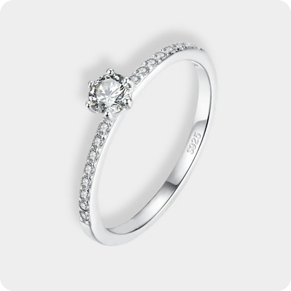 Anél Solitário Centelha em Prata 925 Cravejado com Pedras