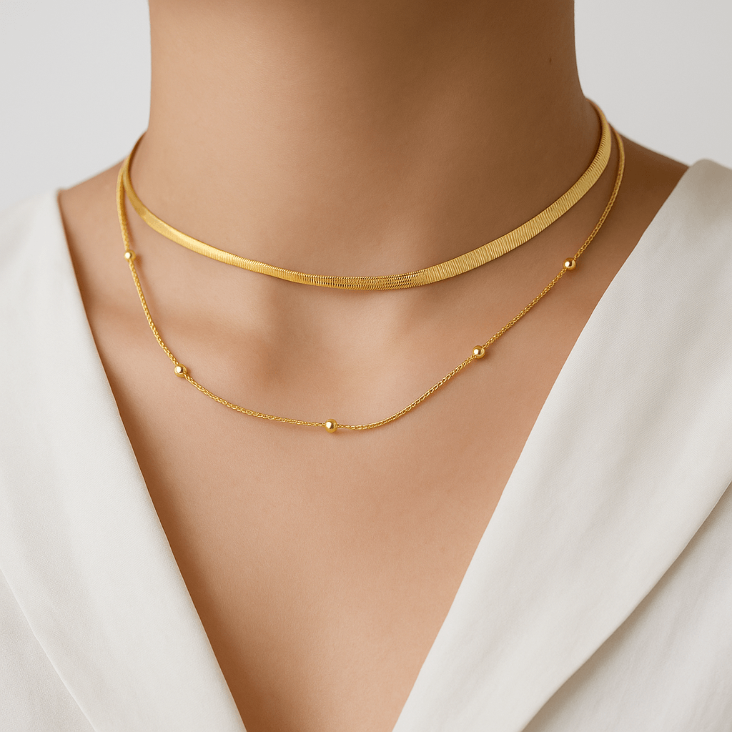 Colar Duplo Luxury Banhado a Ouro 18K